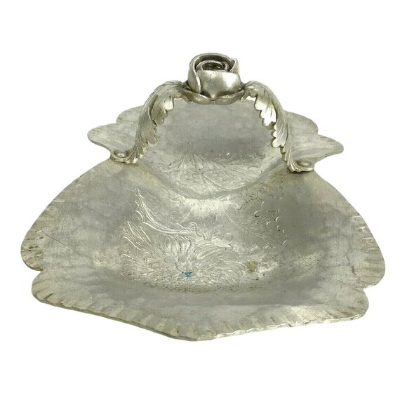 Continental Hand Wrought Aluminum Silver Double Candy Nut Dish - Picture 3 of 8